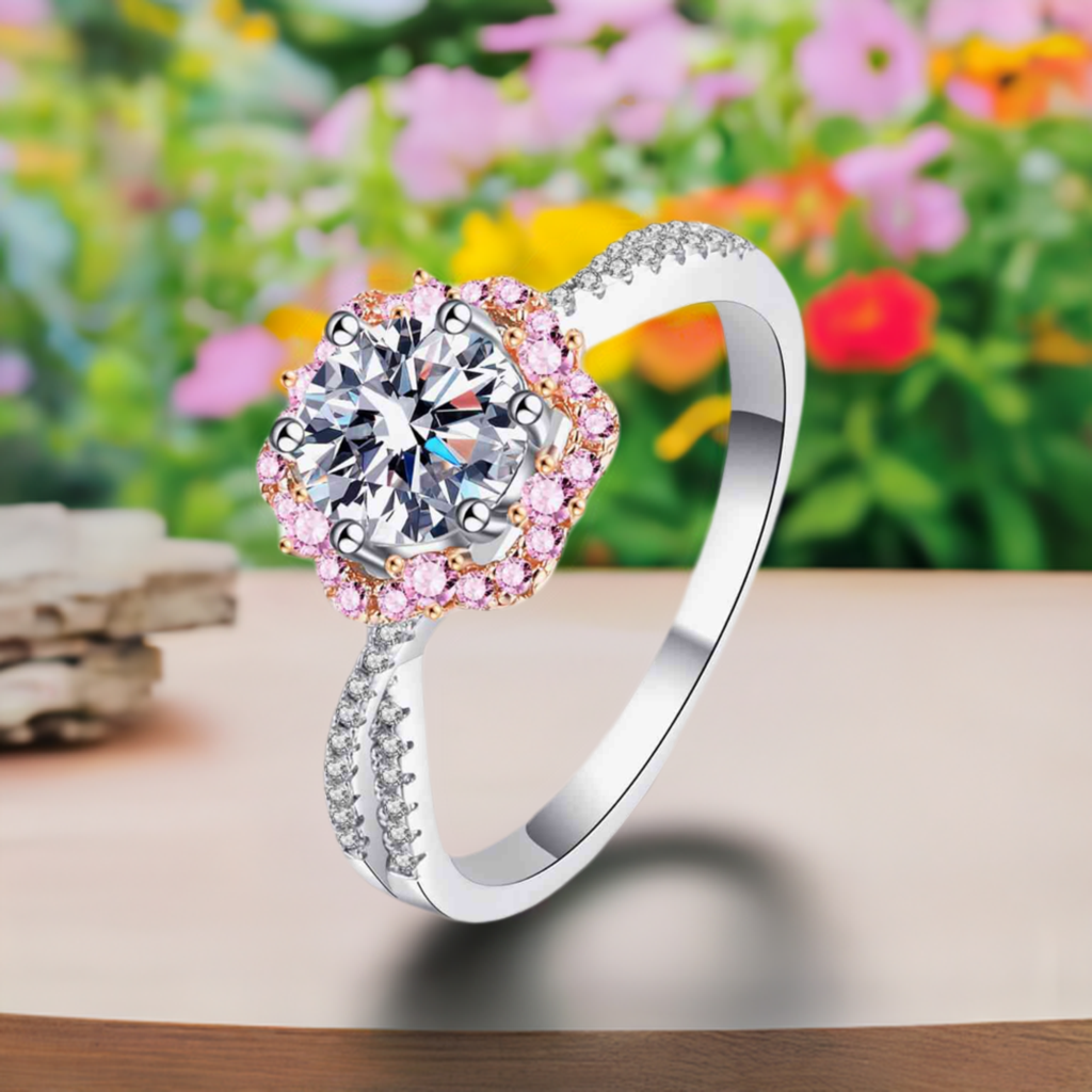 Floral Fusion: 1 Carat Moissanite Ring