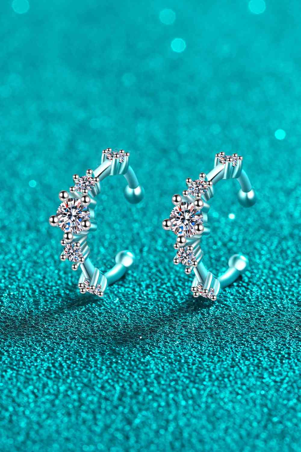 Shimmering Twilight: Moissanite Cuff Earrings