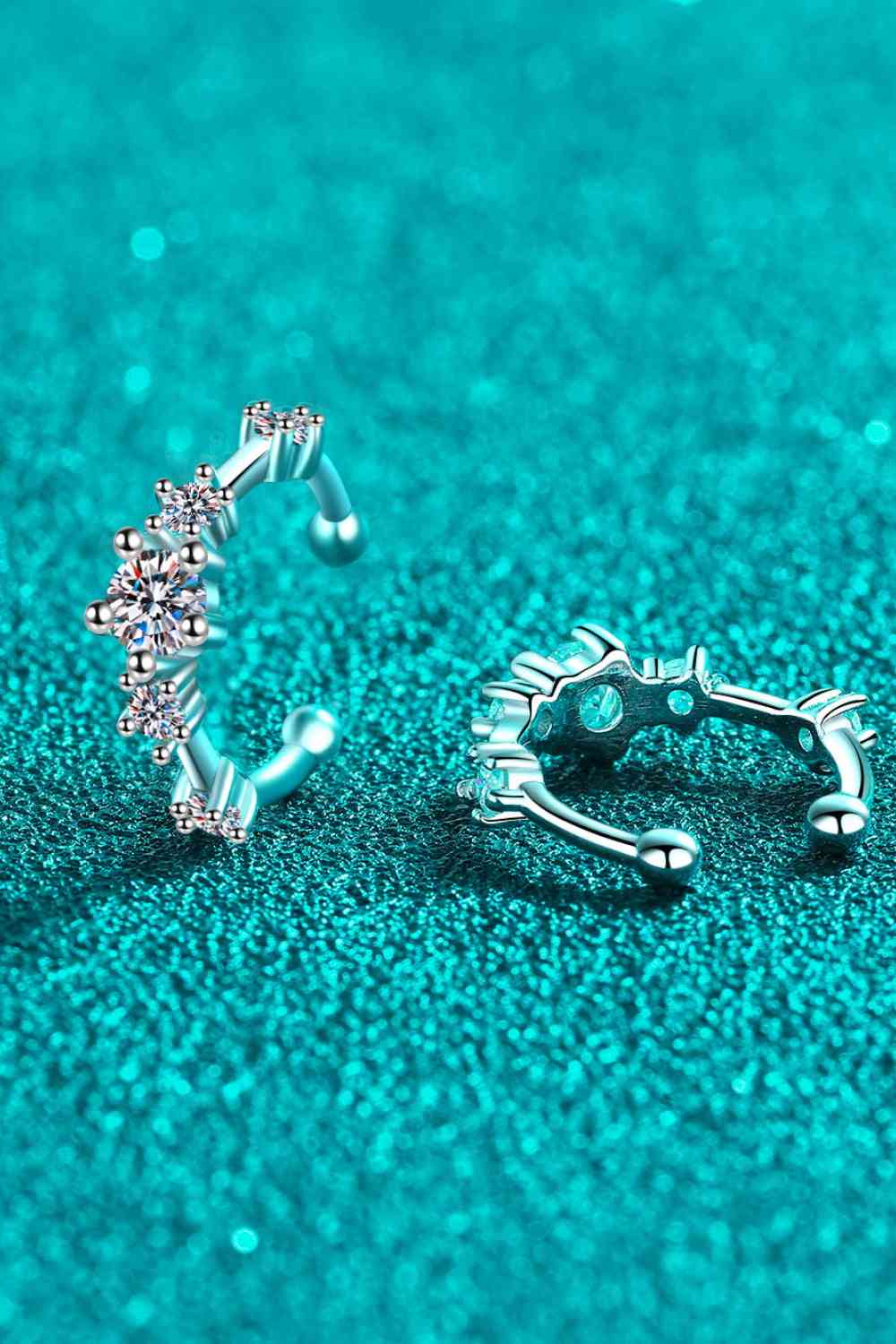 Shimmering Twilight: Moissanite Cuff Earrings