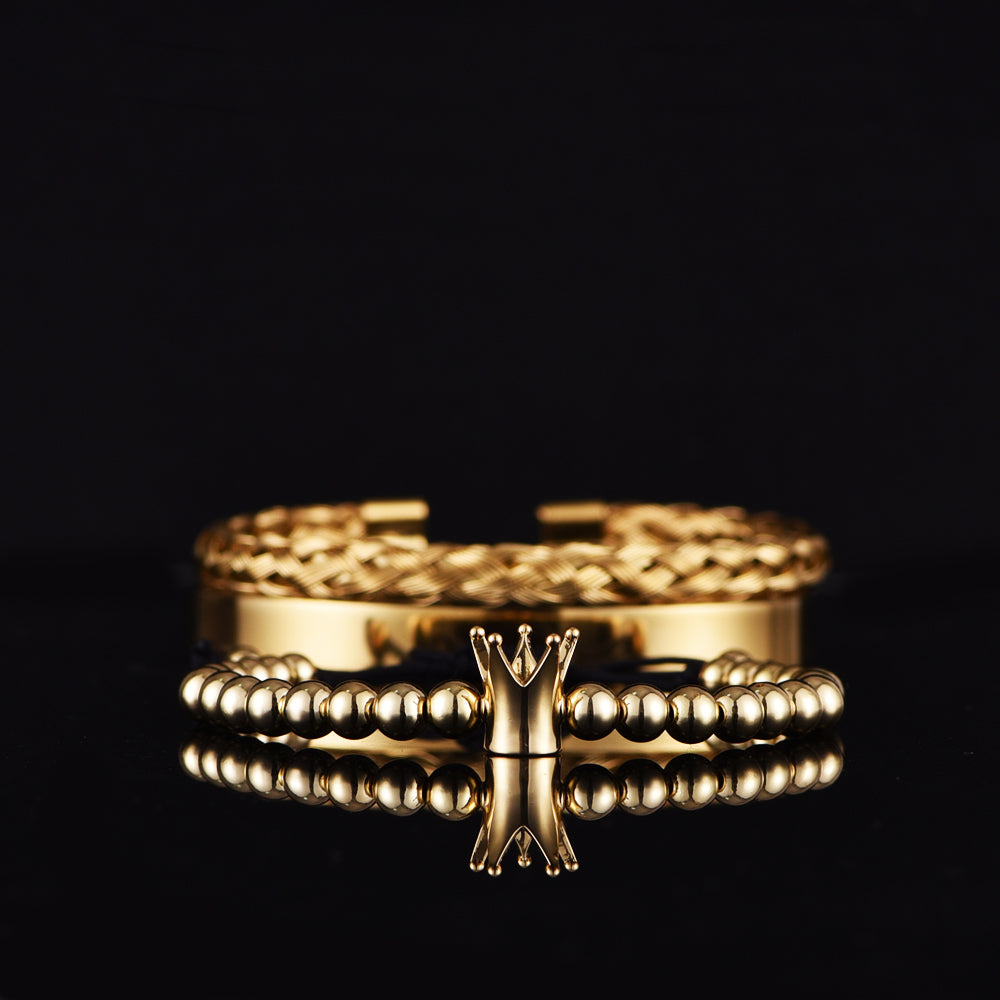 Classic Crown Gold Bracelet Set - Royal Jewlz
