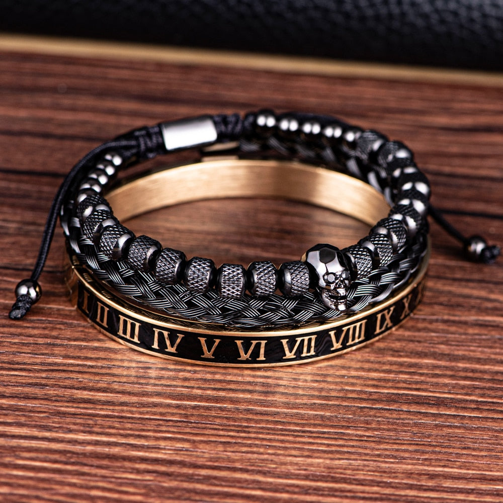 Dark Skull Black Bracelet Set - Royal Jewlz