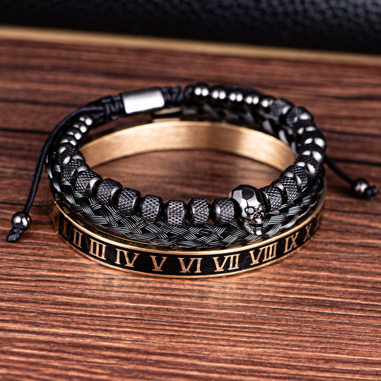 Dark Skull Black Bracelet Set - Royal Jewlz