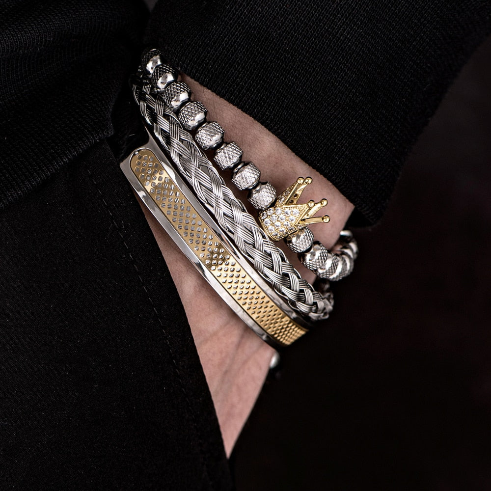 Heracles Crown Gold Luxury Bracelet Set - Royal Jewlz