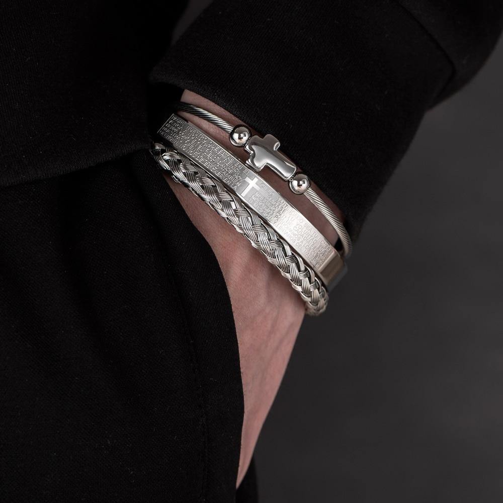 Holy Knight Silver Bracelet Set - Royal Jewlz
