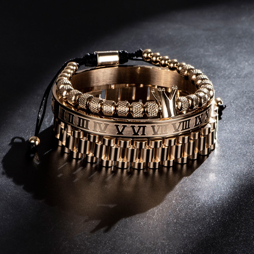 Kings Chain Gold Bracelet Set - Royal Jewlz