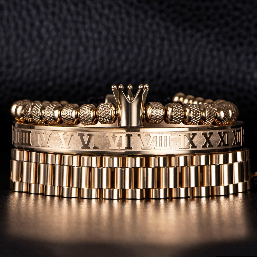 Kings Chain Gold Bracelet Set - Royal Jewlz