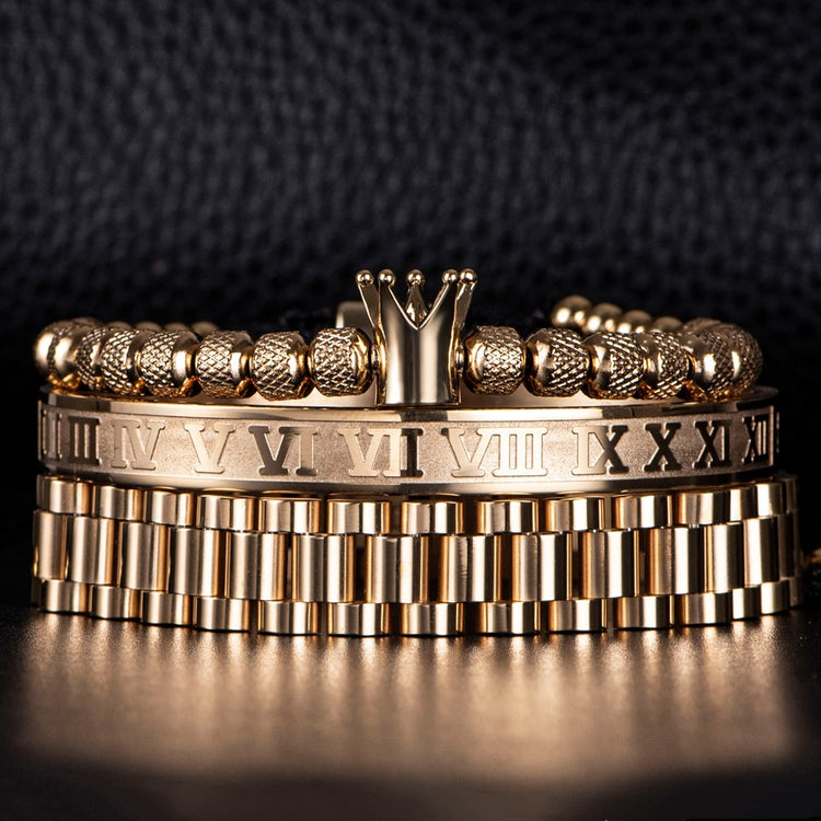 Kings Chain Gold Bracelet Set - Royal Jewlz