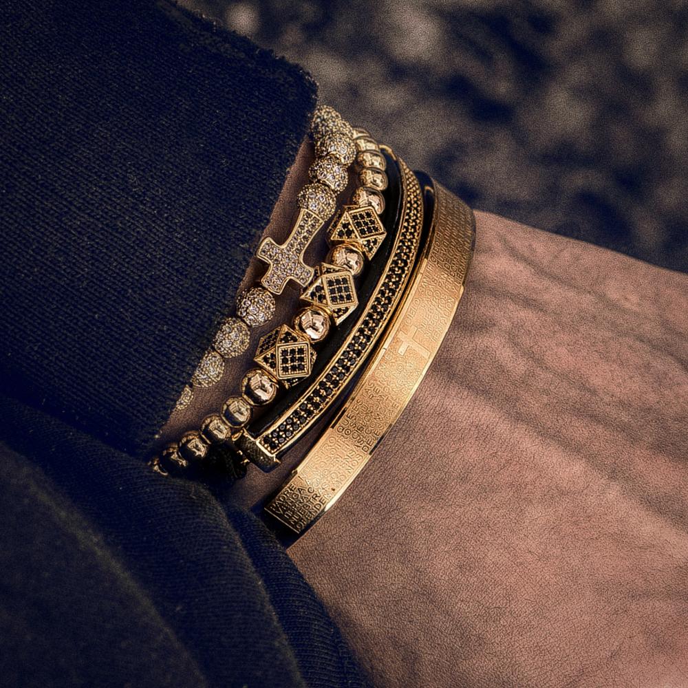 Royal Cross Gold Bracelet Set - Royal Jewlz