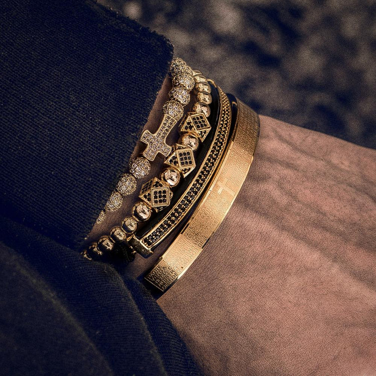 Royal Cross Gold Bracelet Set - Royal Jewlz