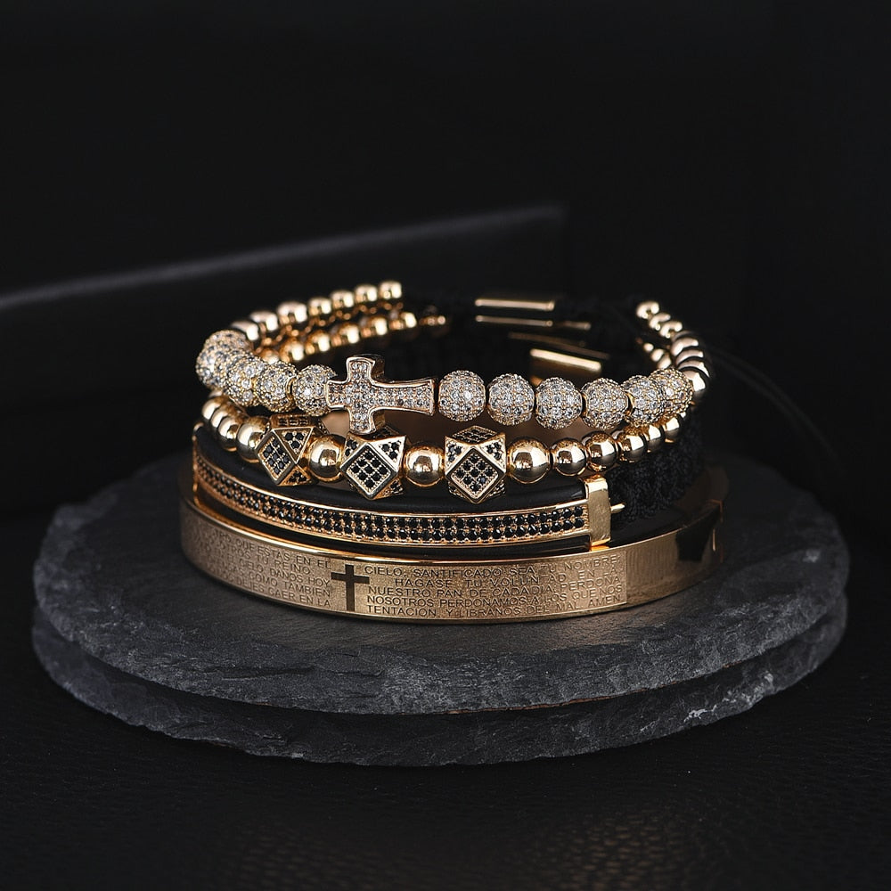 Royal Cross Gold Bracelet Set - Royal Jewlz