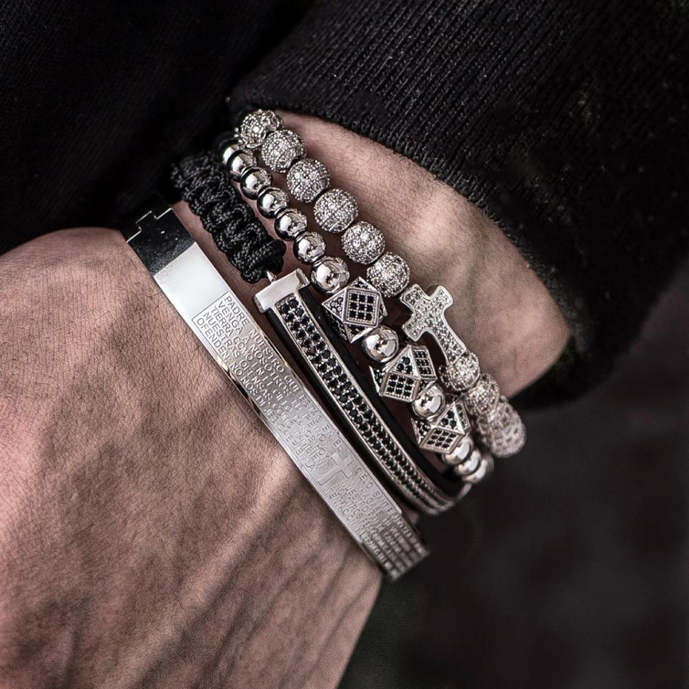 Royal Cross Silver Bracelet Set - Royal Jewlz