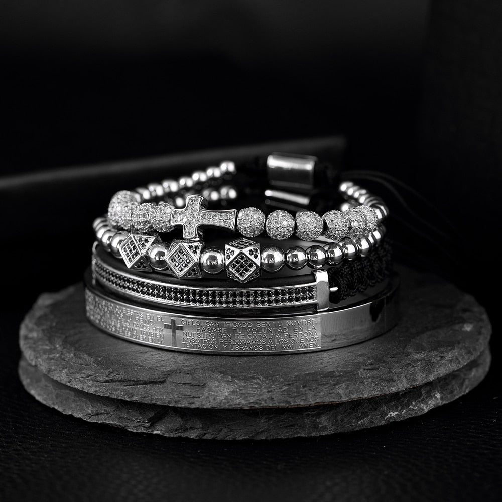 Royal Cross Silver Bracelet Set - Royal Jewlz