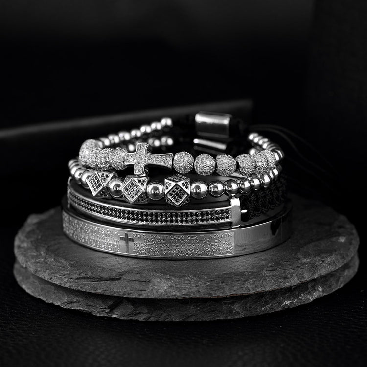 Royal Cross Silver Bracelet Set - Royal Jewlz
