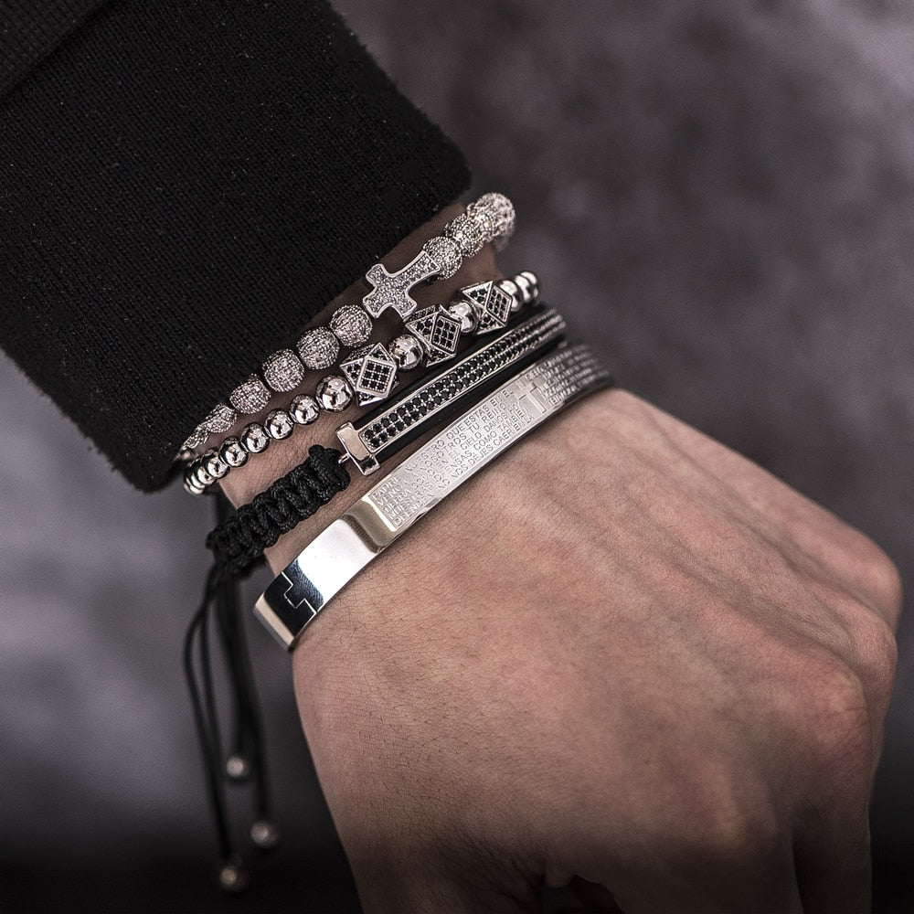 Royal Cross Silver Bracelet Set - Royal Jewlz