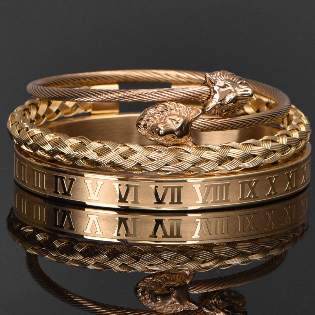 Wolf King Gold Bracelet Set - Royal Jewlz