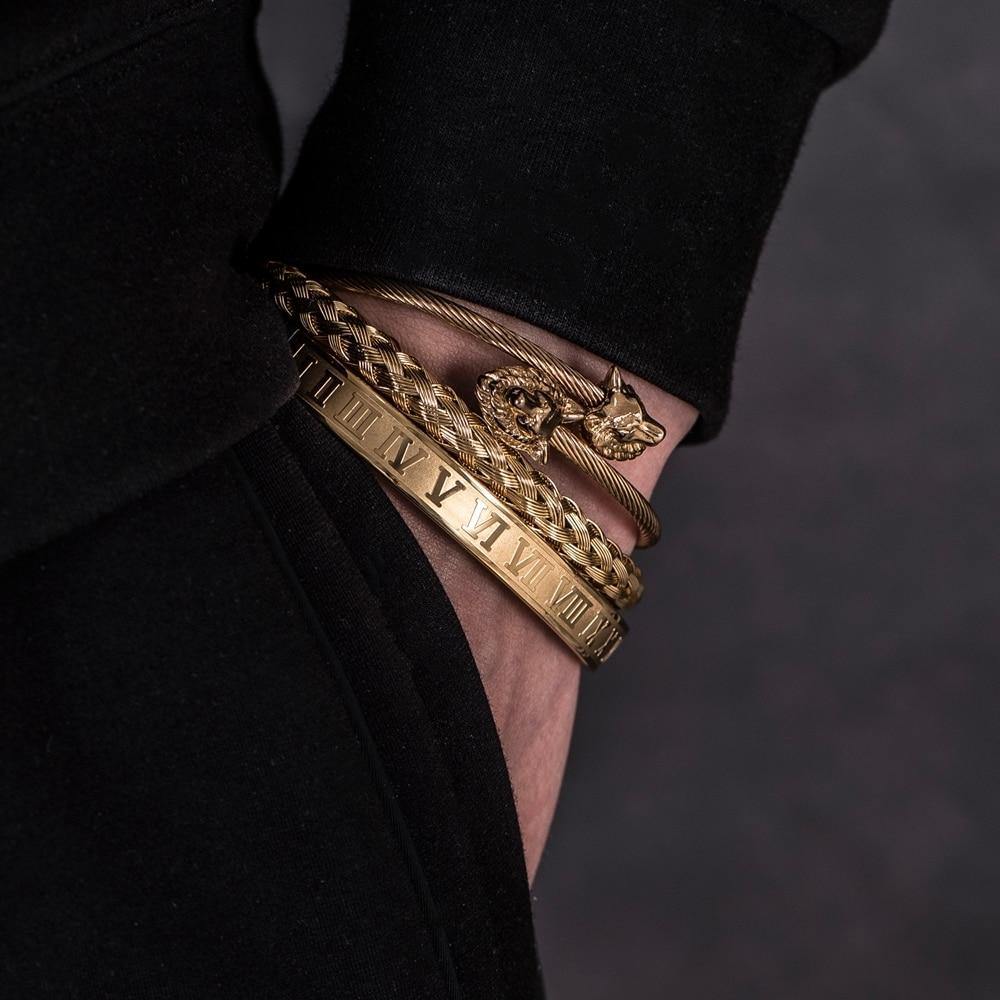 Wolf King Gold Bracelet Set - Royal Jewlz