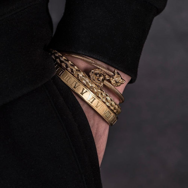 Wolf King Gold Bracelet Set - Royal Jewlz